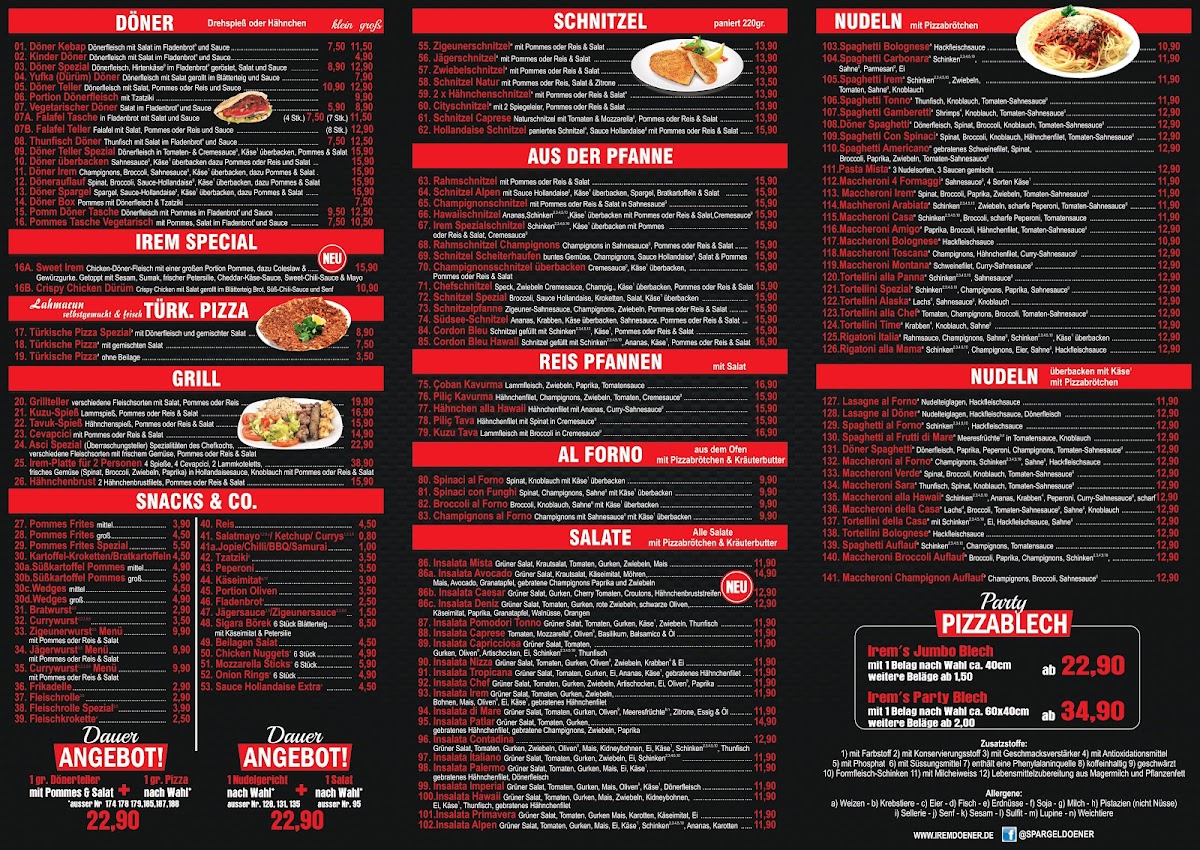 Menu Restaurant Irem - Döner & Pizzeria-1