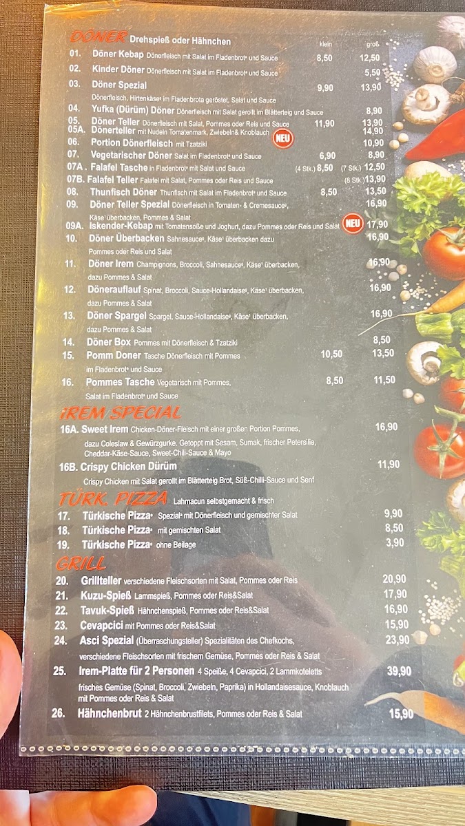 Menu Restaurant Irem - Döner & Pizzeria-6